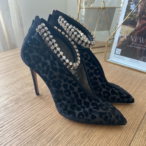 Jimmy Choo Lux Jeweled Leopard-Print Velvet Pumps - Picture 1 of 15